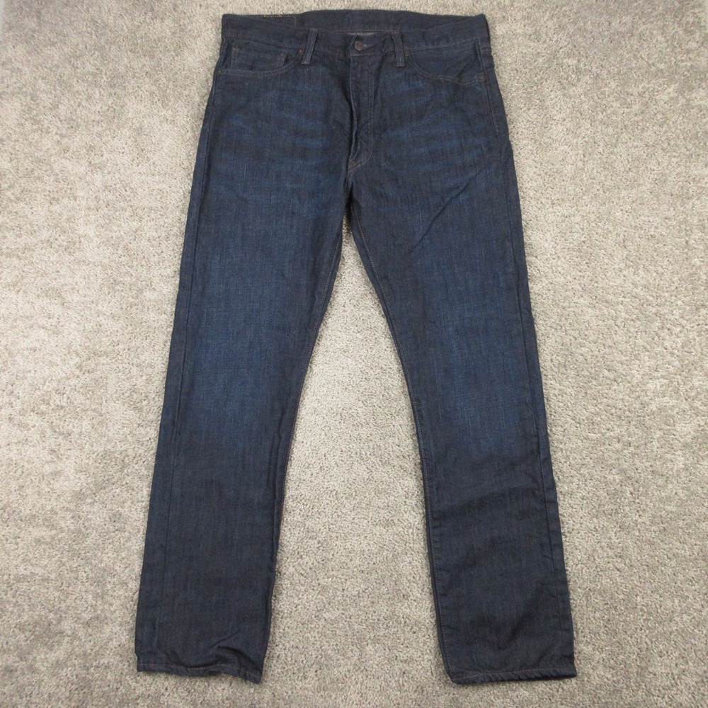 Levis Jeans Mens 36x32 Blue 513 Slim Straight Faded Dark Wash Whisker Denim Pant
